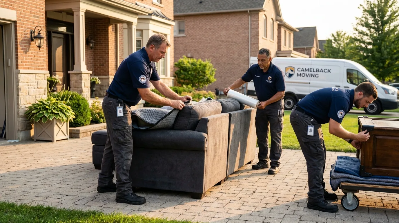 Large estate moving crew wrapping furniture in Voorheesville, NY