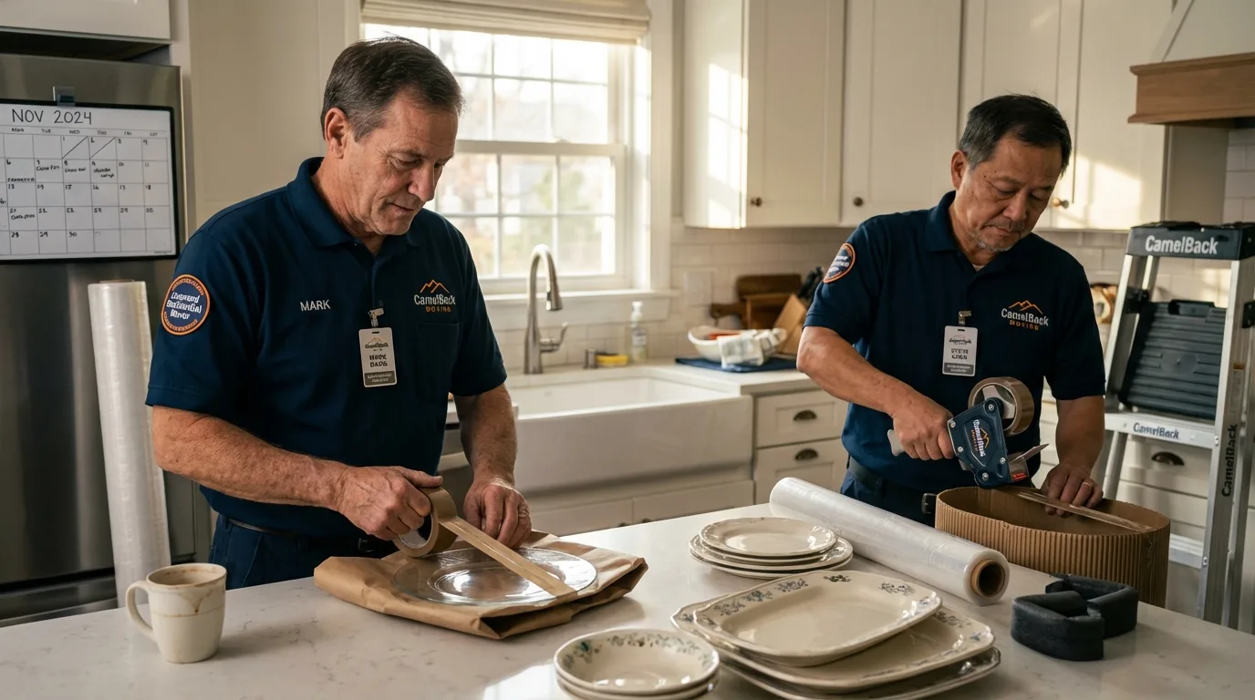 Professional crew packing kitchen dishware in Voorheesville, NY